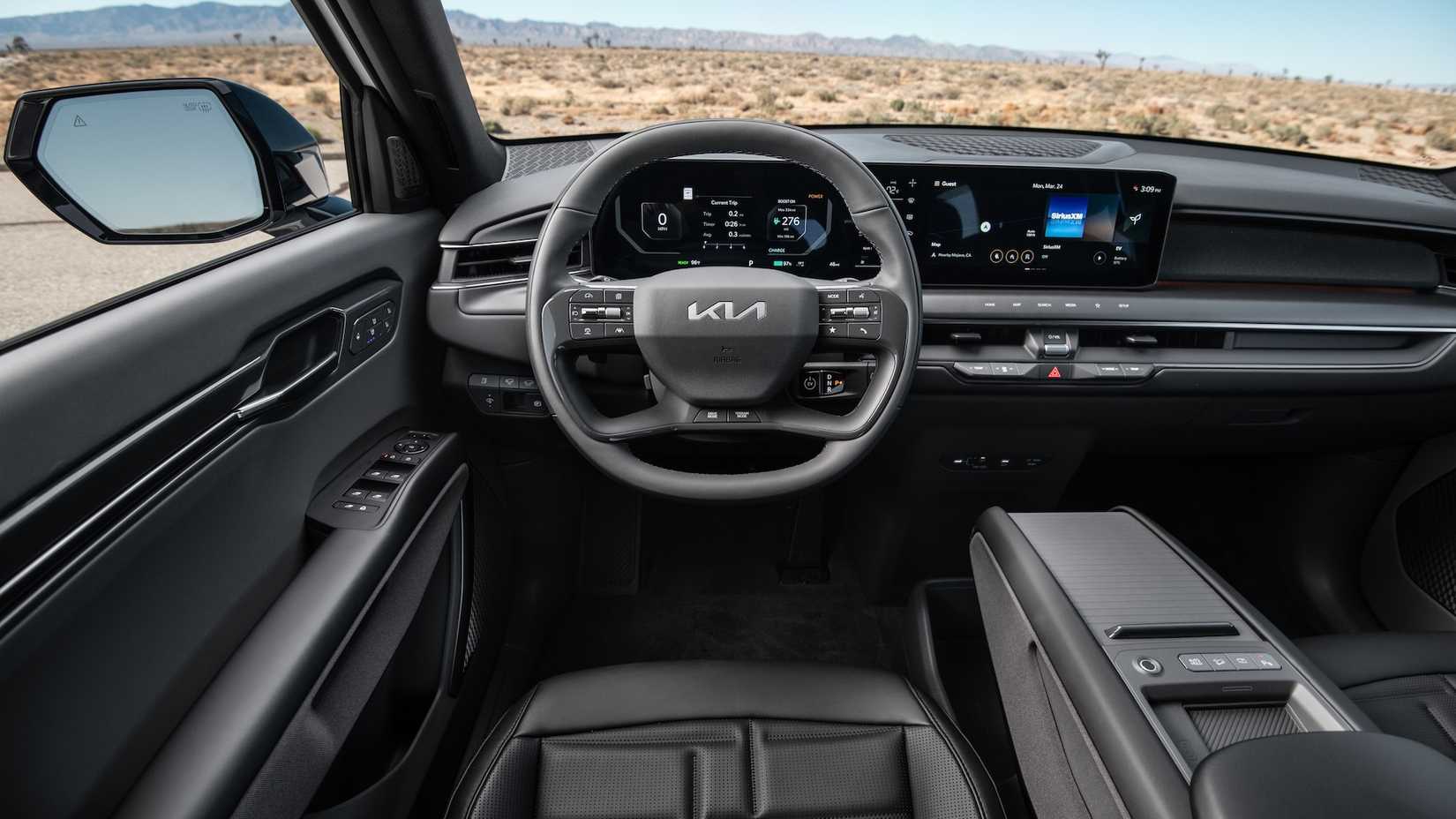 Kia EV9 steering wheel and dashboard