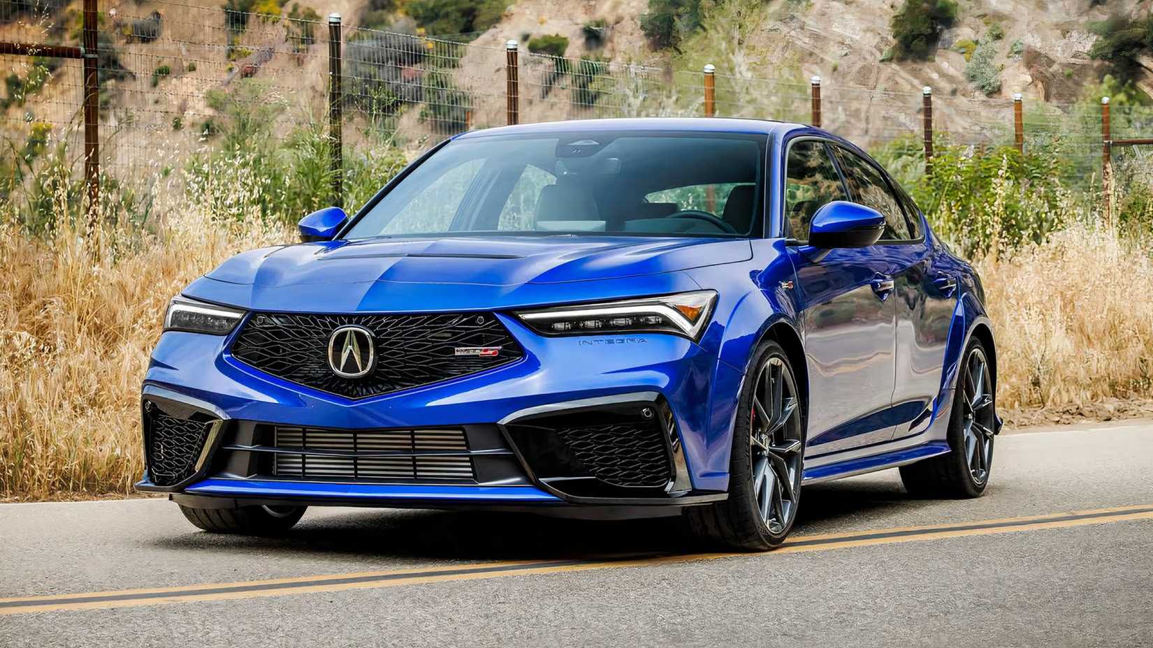 2025 Acura Integra Type S in blue parked on a road