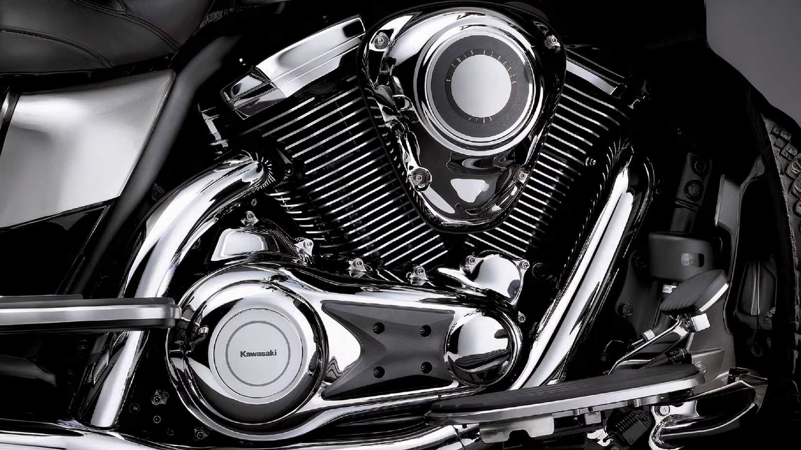 Foto de estúdio do motor da Kawasaki Vulcan 1700 Voyager