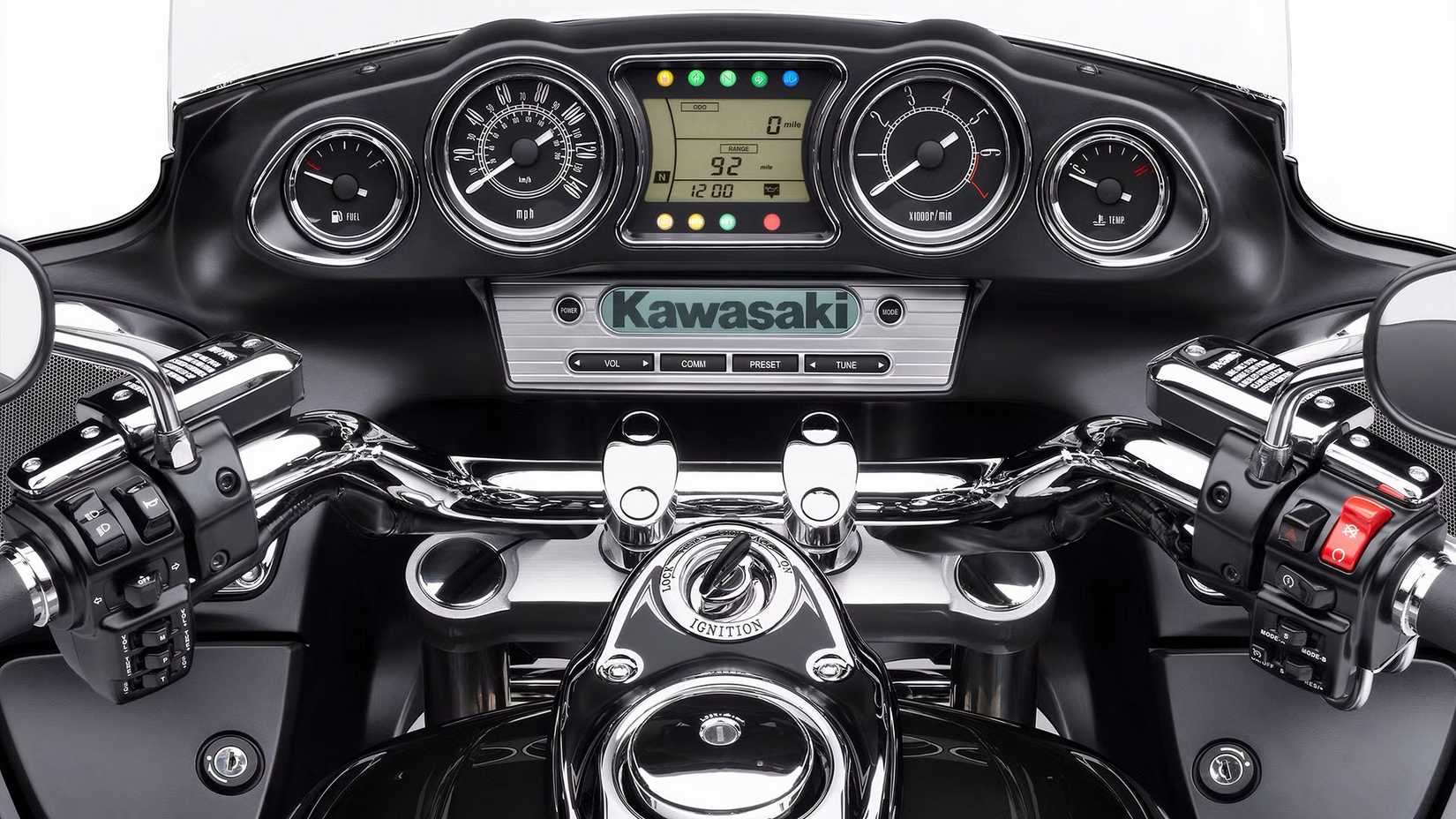 Studio shot of Kawasaki Vulcan 1700 Voyager instrument cluster