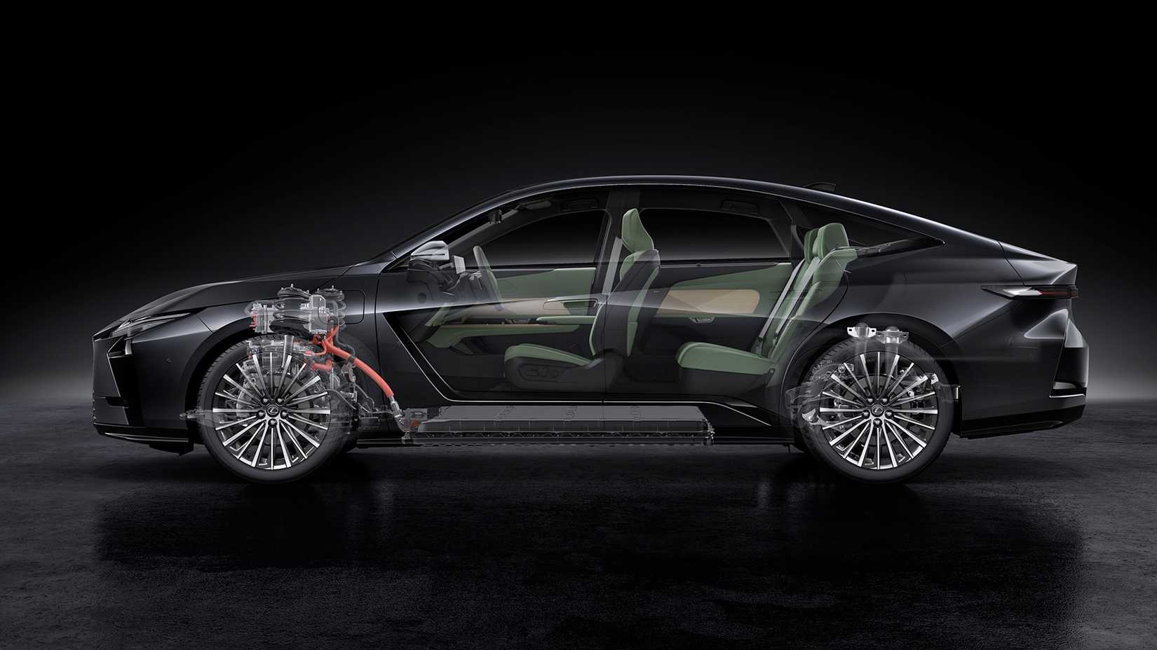 Side shot of a 2026 Lexus ES 350h cutaway