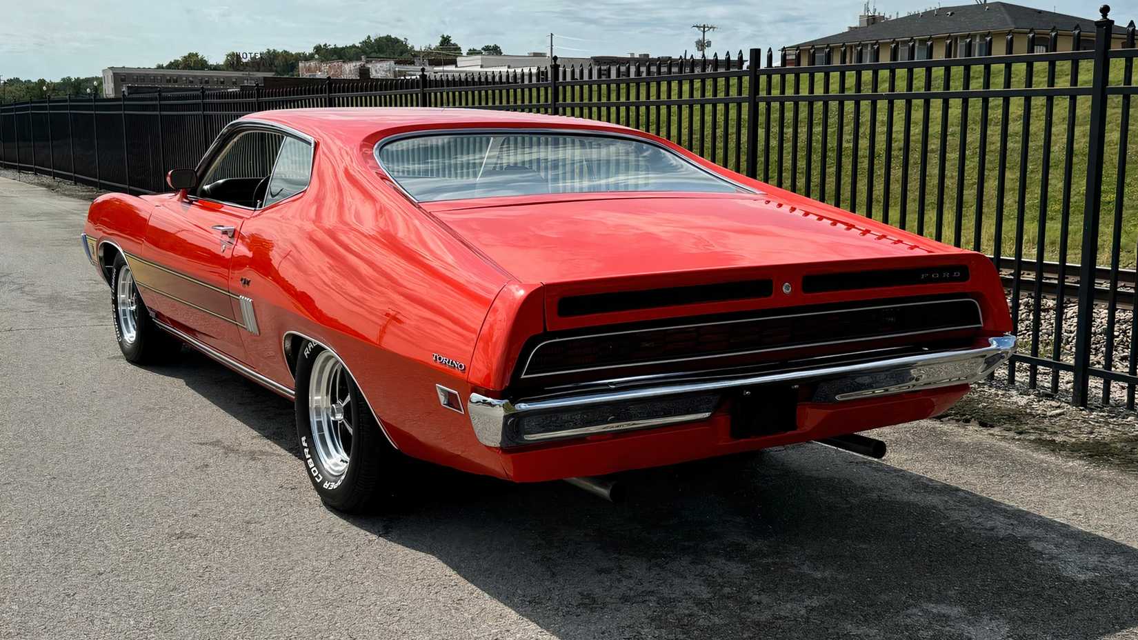 3/4 rear view of 1970 Ford Torino 429 Cobra