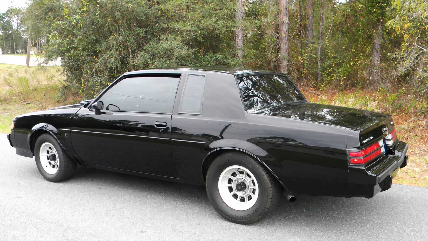 3/4 rear view of 1987 Buick Regal T-Type black