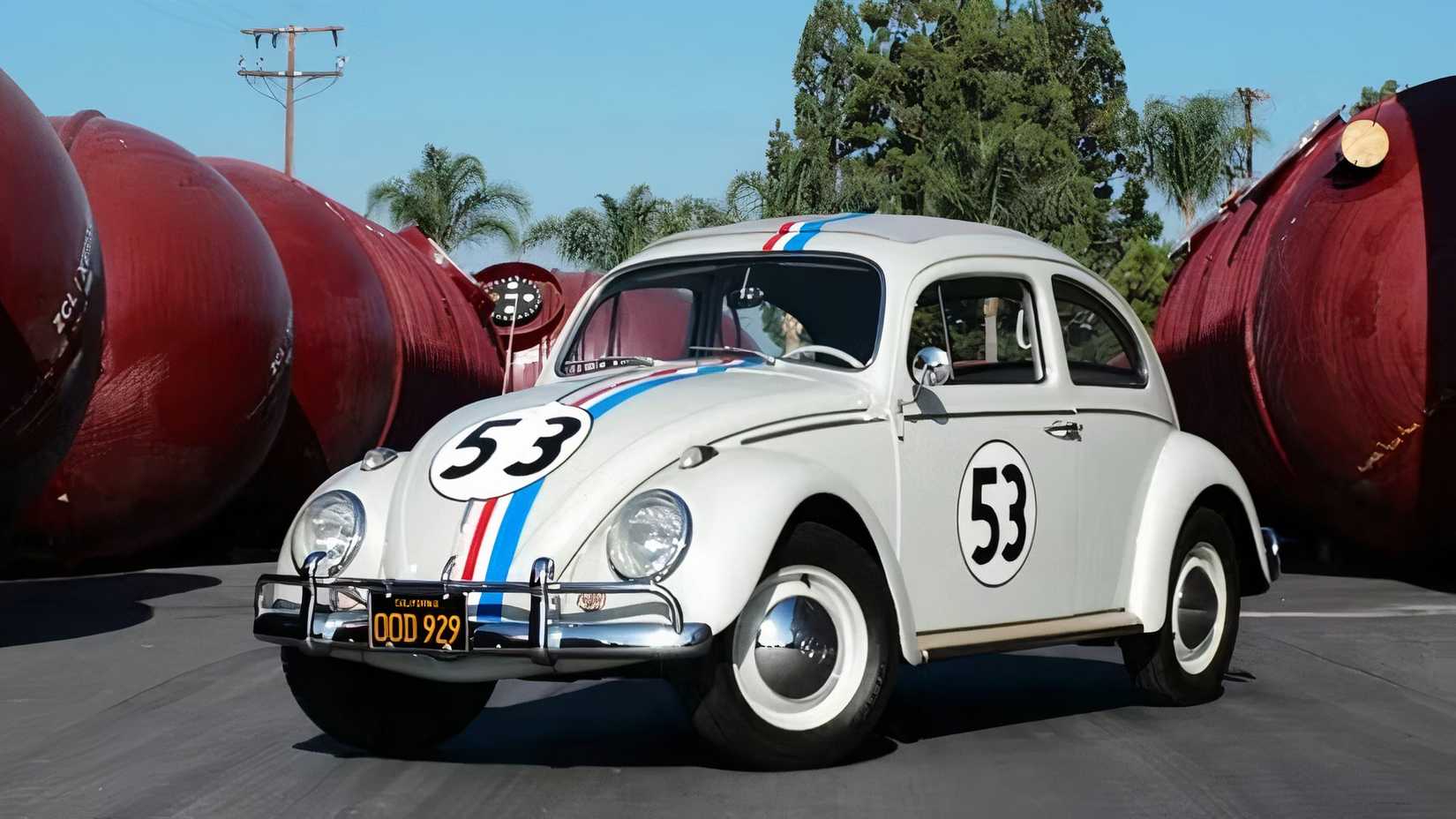 Whitw 1963 Volkswagen Beetle front 3/4 shot