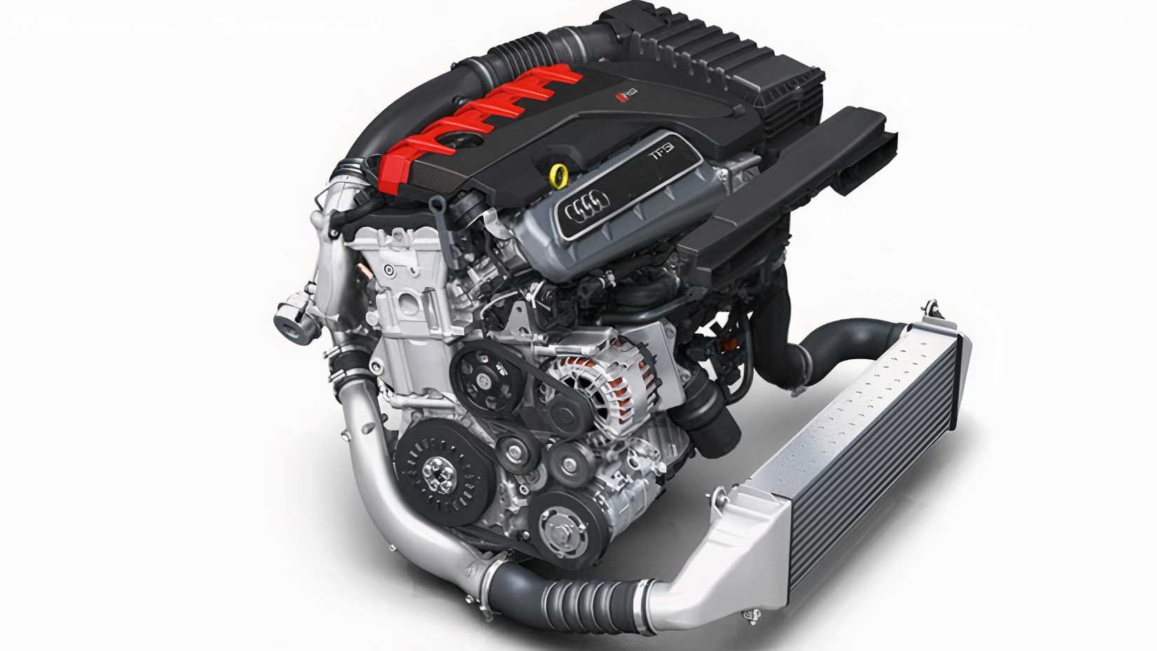 Motor Audi cinco em linha, close-up