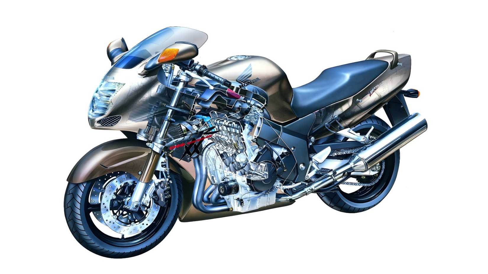 Visão detalhada da parte interna da Honda CBR1100XX Blackbird