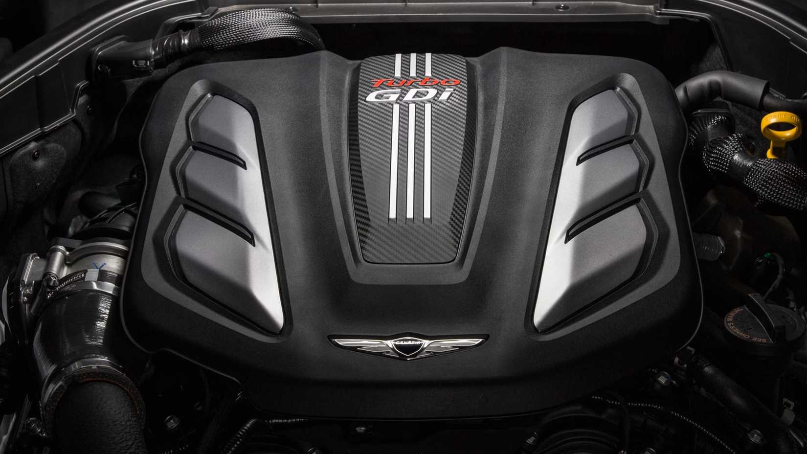 Close-up shot of a 2020 Genesis G80 engine bay
