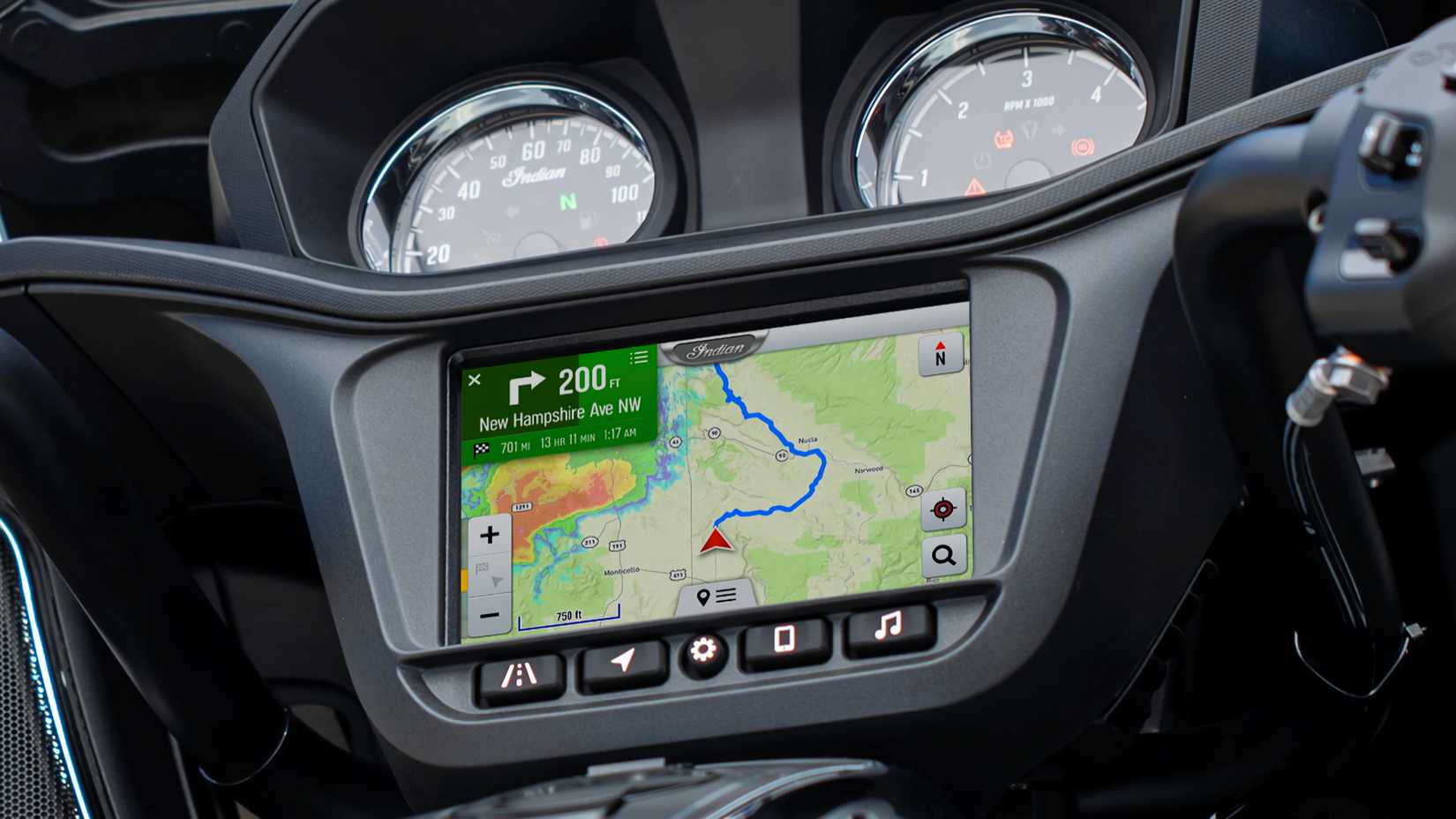 2020 Indian Challenger instrumentation close-up detail