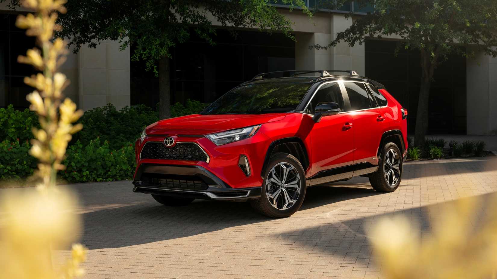 2025 Toyota RAV4 Plug-In Hybrid Red Front Three-Quarter