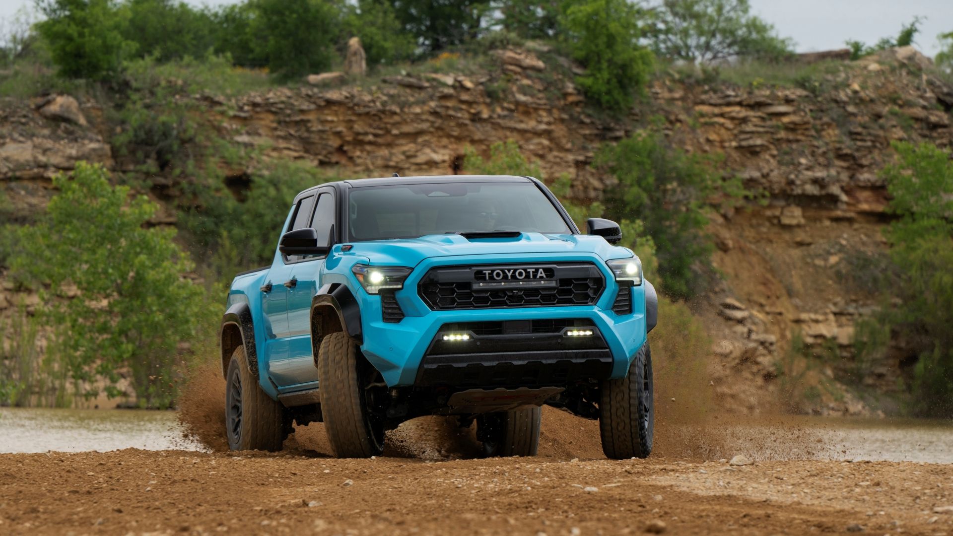 2026 Toyota TRD Pro Wave Maker Blue Paint Tacoma Driving