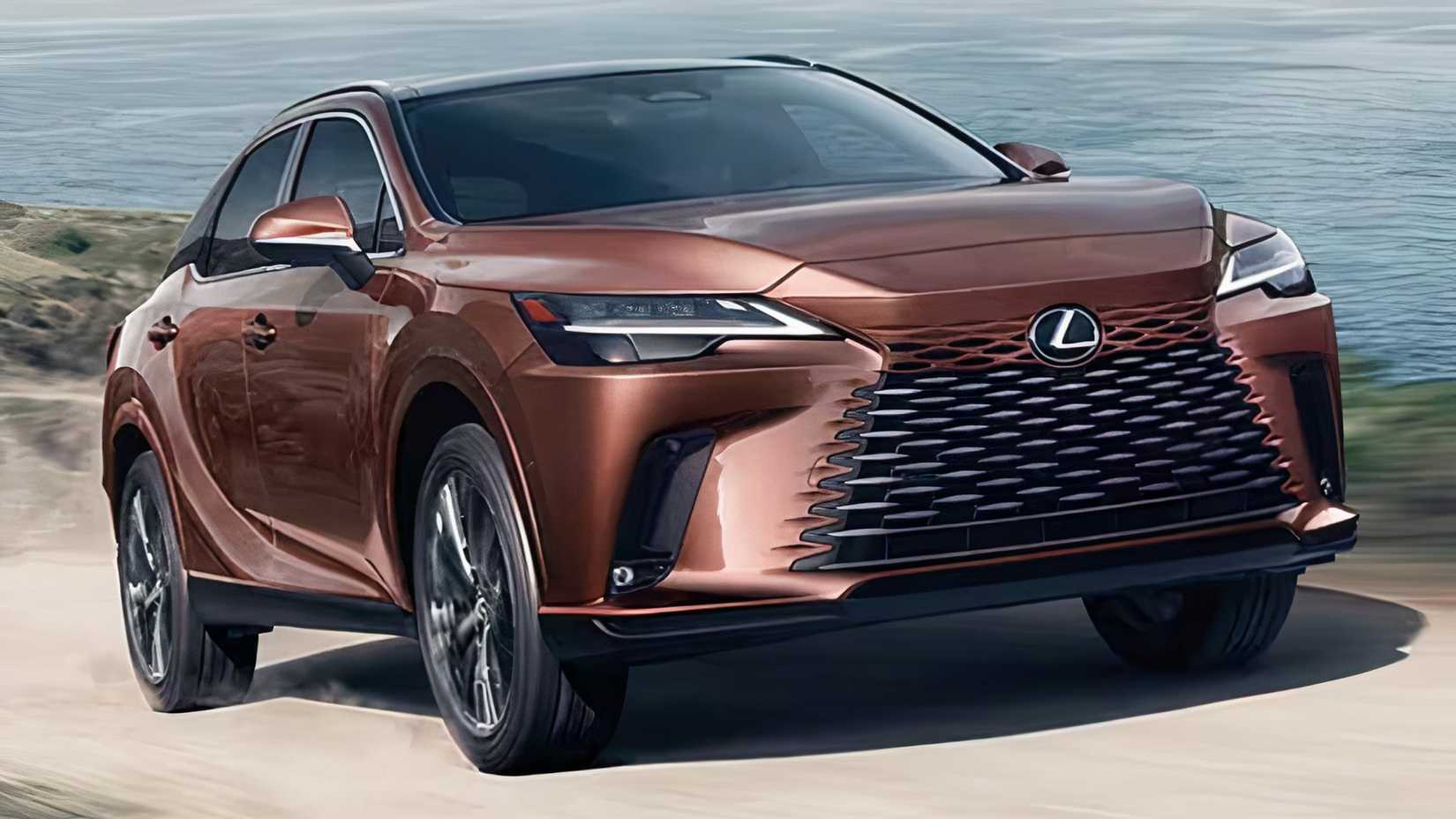 2025 Lexus RX in bronze driving on coast road