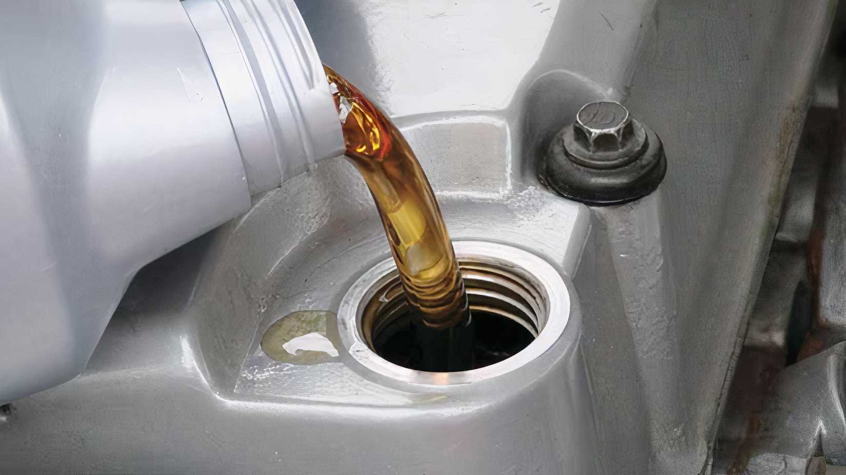 Oil being poured into engine