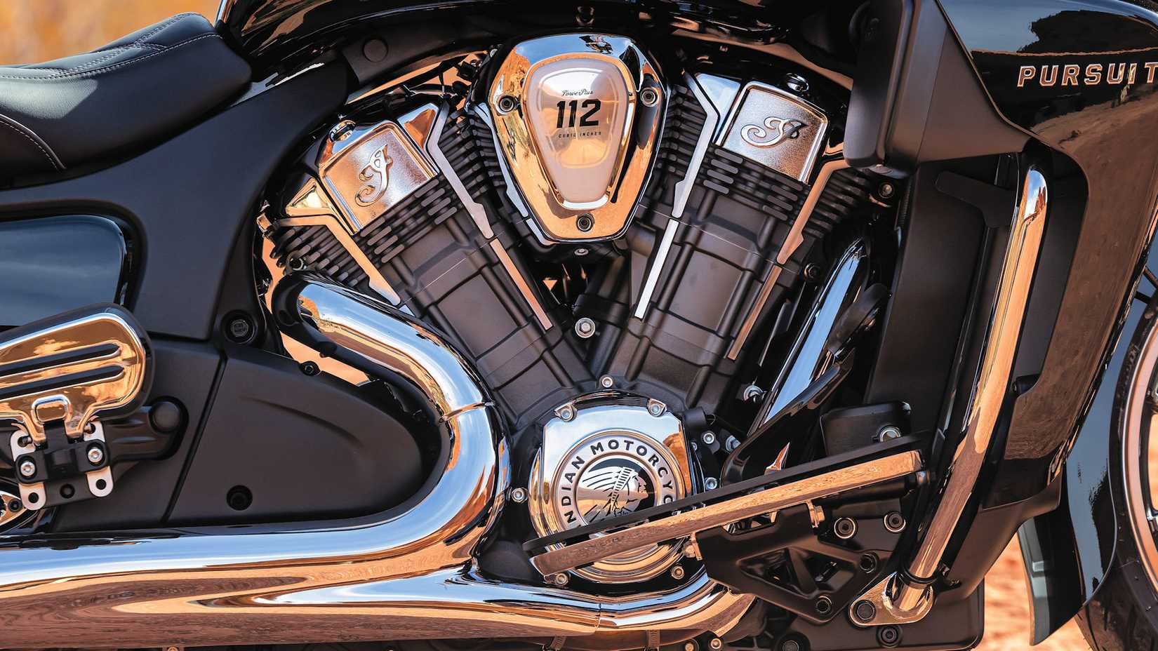 PowerPlus 112 engine in a 2025 IndianPursuit Limited engine close-up detail