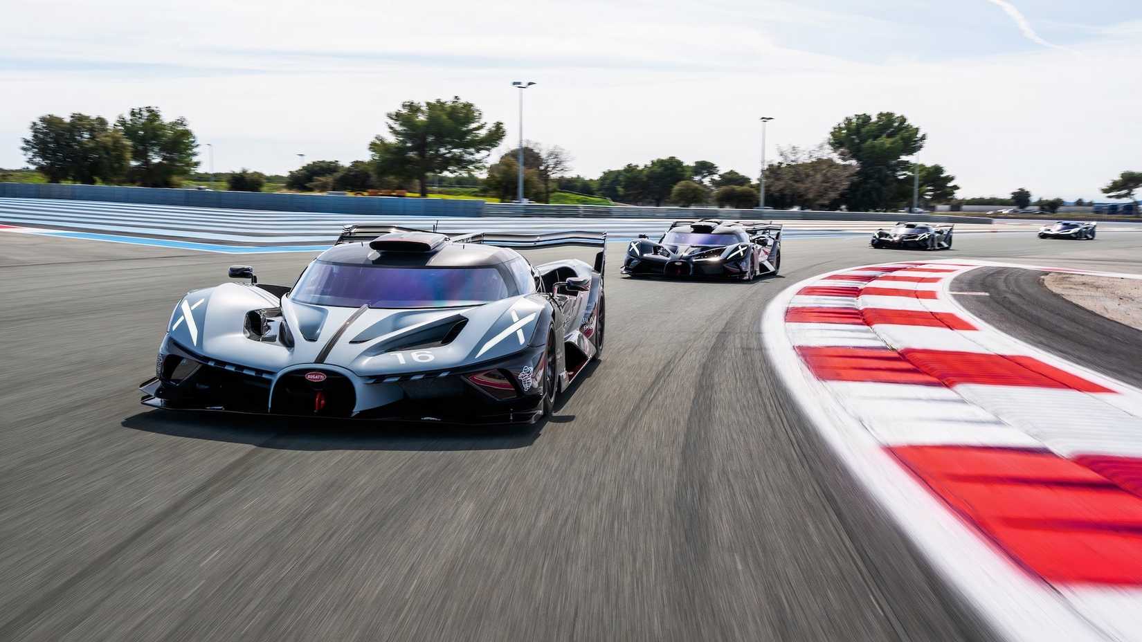Bugatti Bolide Line -Up Driving on the Circuit