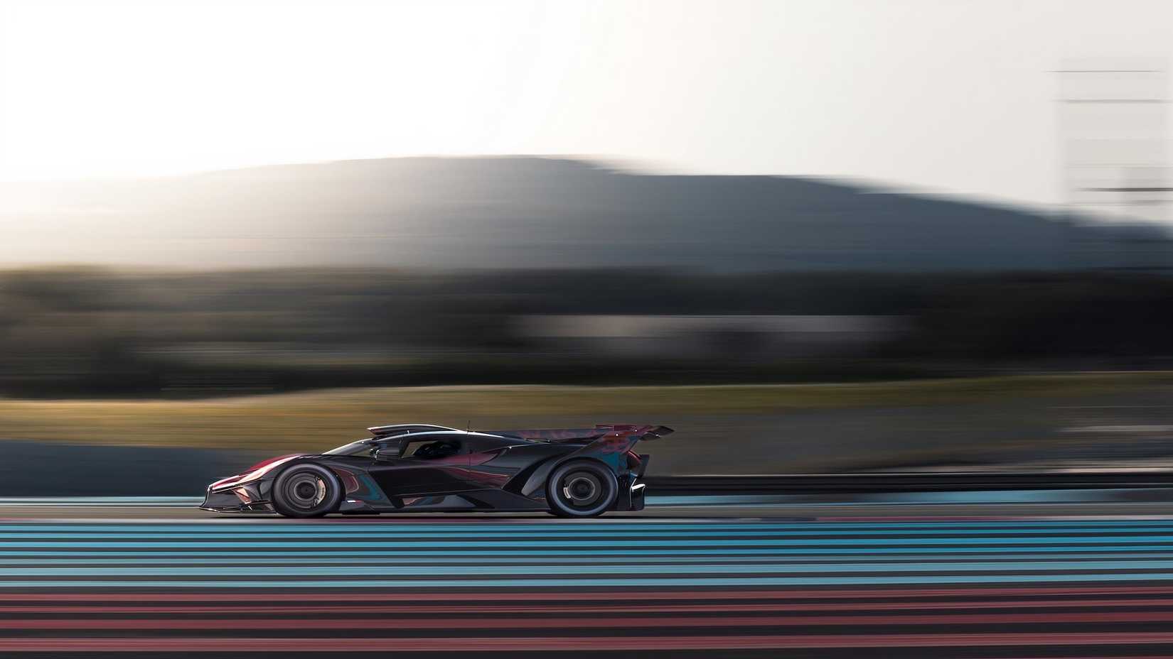 Bugatti Bolide driving on racetrack