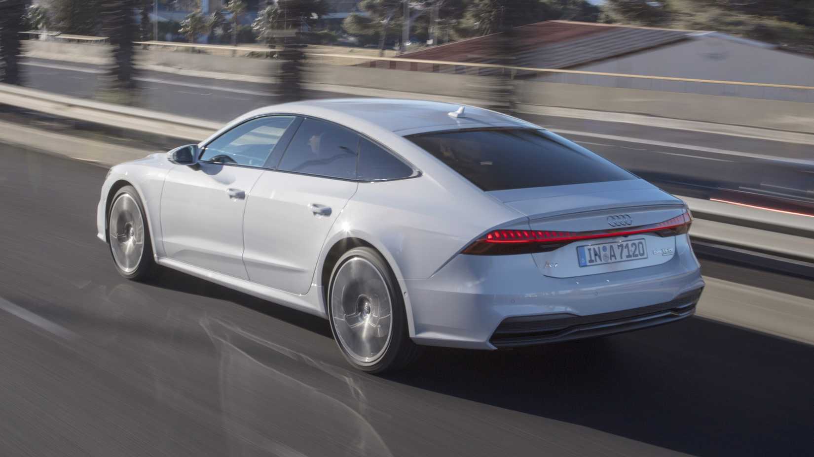 2025 Audi A7 rear 3/4 shot driving on the road