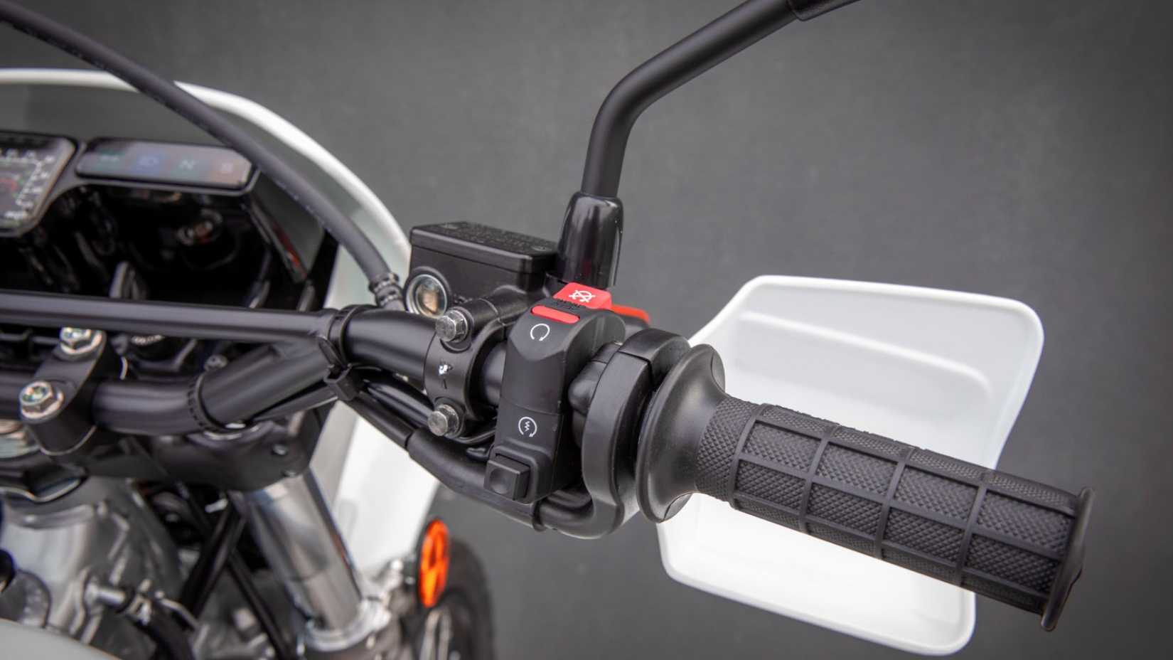 Honda XR650L dual-sport motorcycle handlebar close-up shot