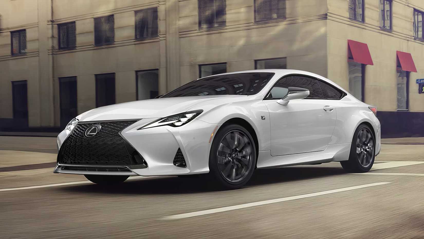 2025 Lexus RC 300 in white driving on road