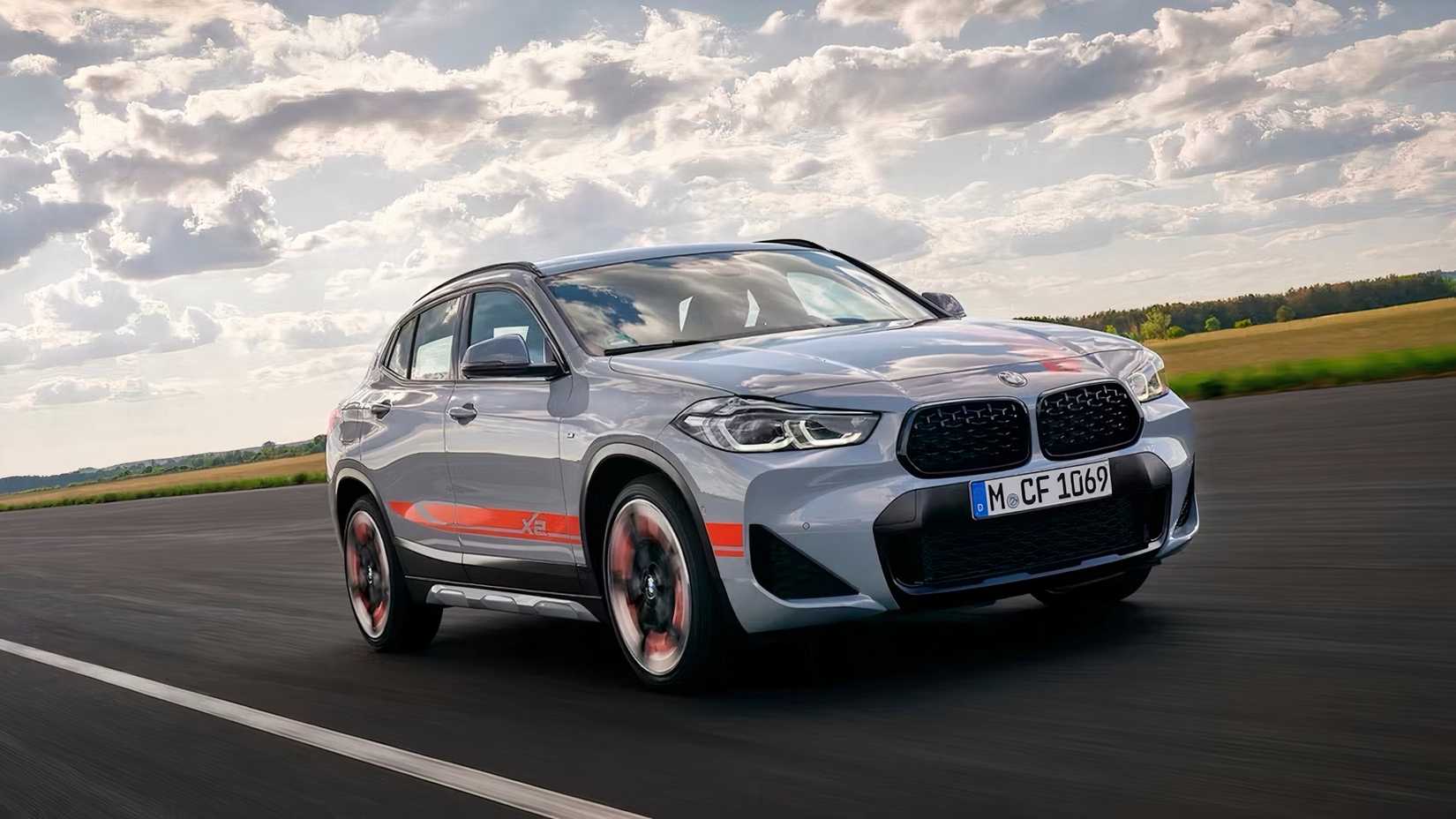 2022 BMW X2 in silver, driving on the road