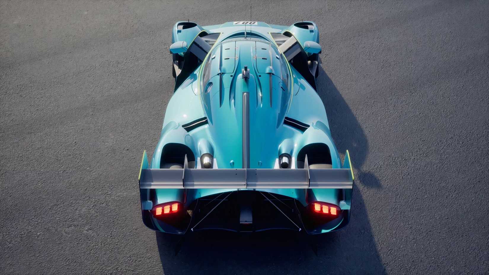 Aston Martin Valkyrie in blue parked