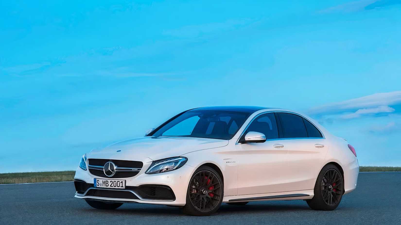 2015 Mercedes-Benz AMG C63 in white parked
