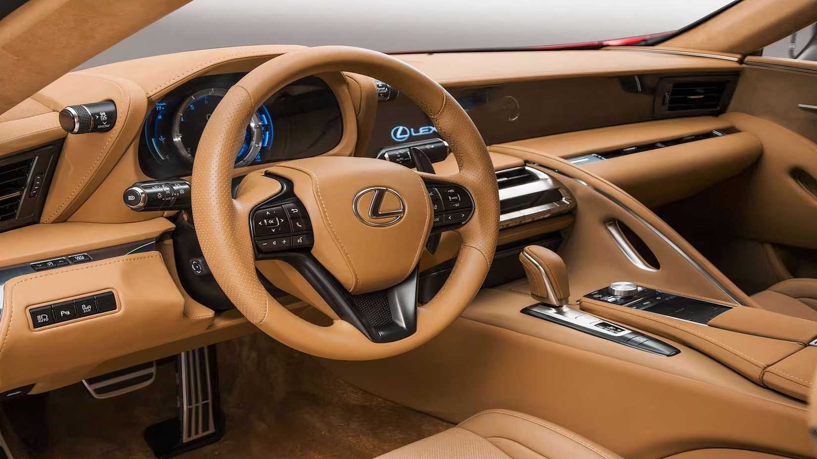 2018 Lexus LC 500 interior showing front seats and dash