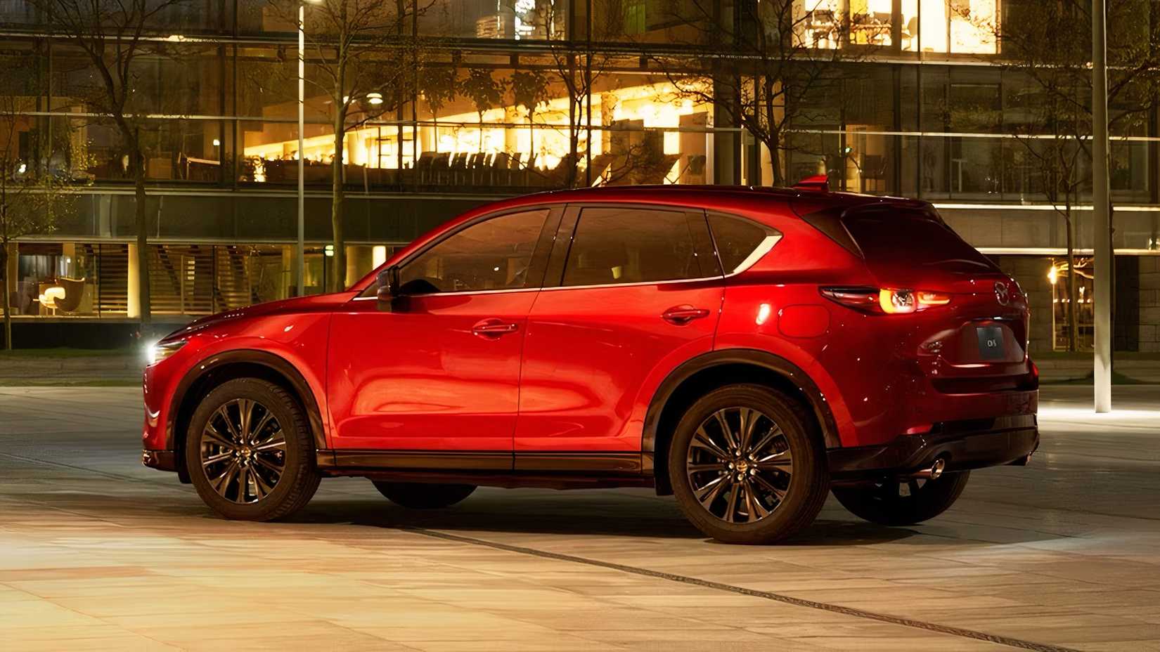2022 Mazda CX-5 in red parked on city street