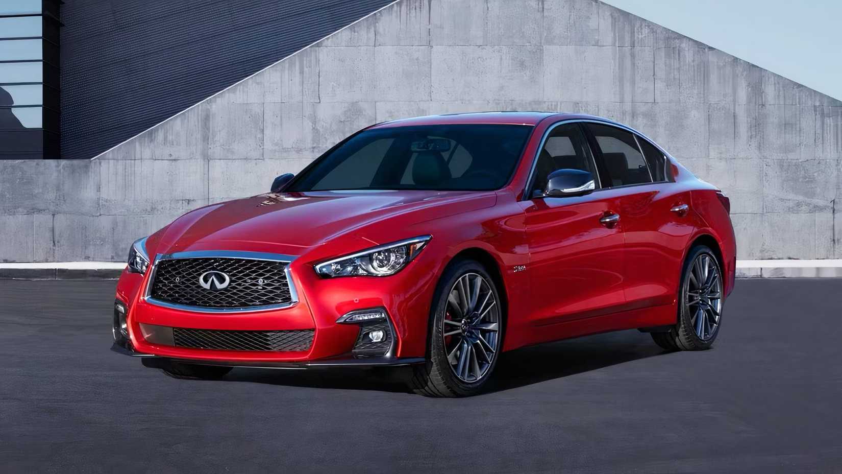 2019 Infiniti Q50 in red parked