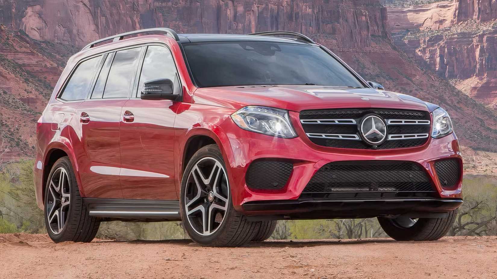 2017 Mercedes-Benz GLS in red parked off-road