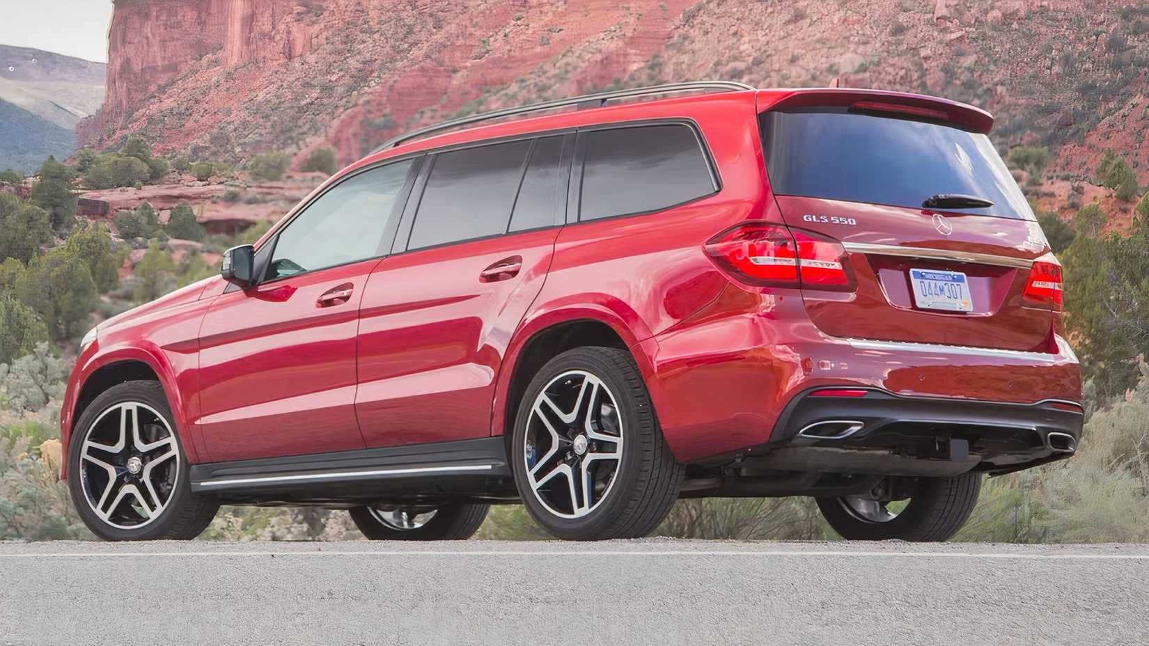 2017 Mercedes-Benz GLS in red parked off-road