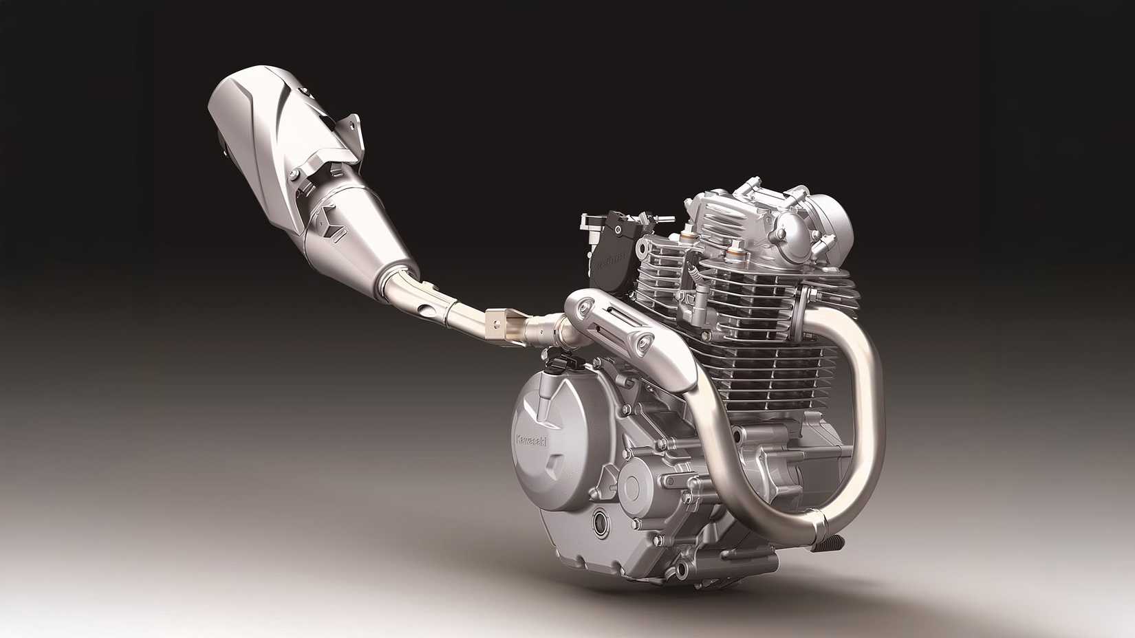 Foto de estúdio do motor refrigerado a ar Kawasaki KLX230