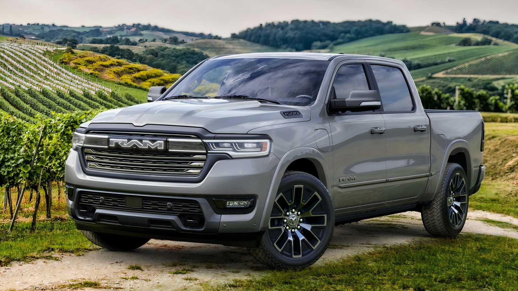 Vista frontal 3/4 da Ram 1500 Limited 2025