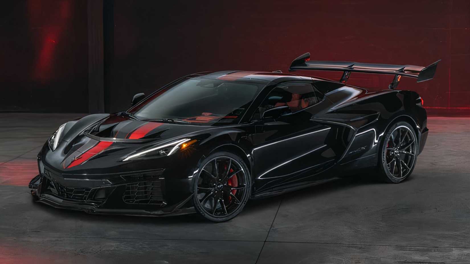 3/4 front view of  Black 2026 Chevrolet Corvette ZR1X