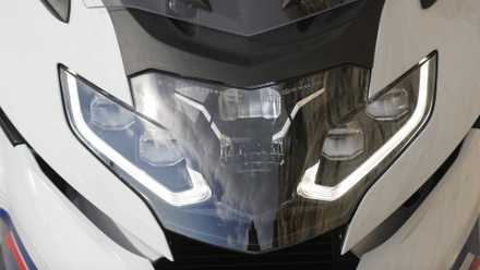 2025 BMW K 1600 GT adaptive headlamp close-up shot
