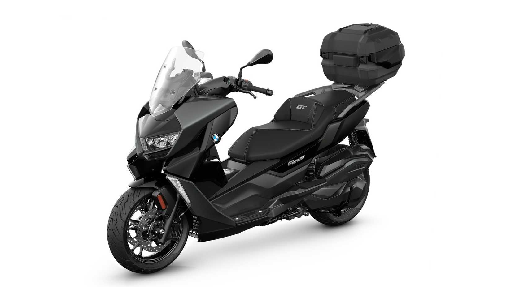 Vista frontal do terceiro quarto do BMW C 400 GT 2025