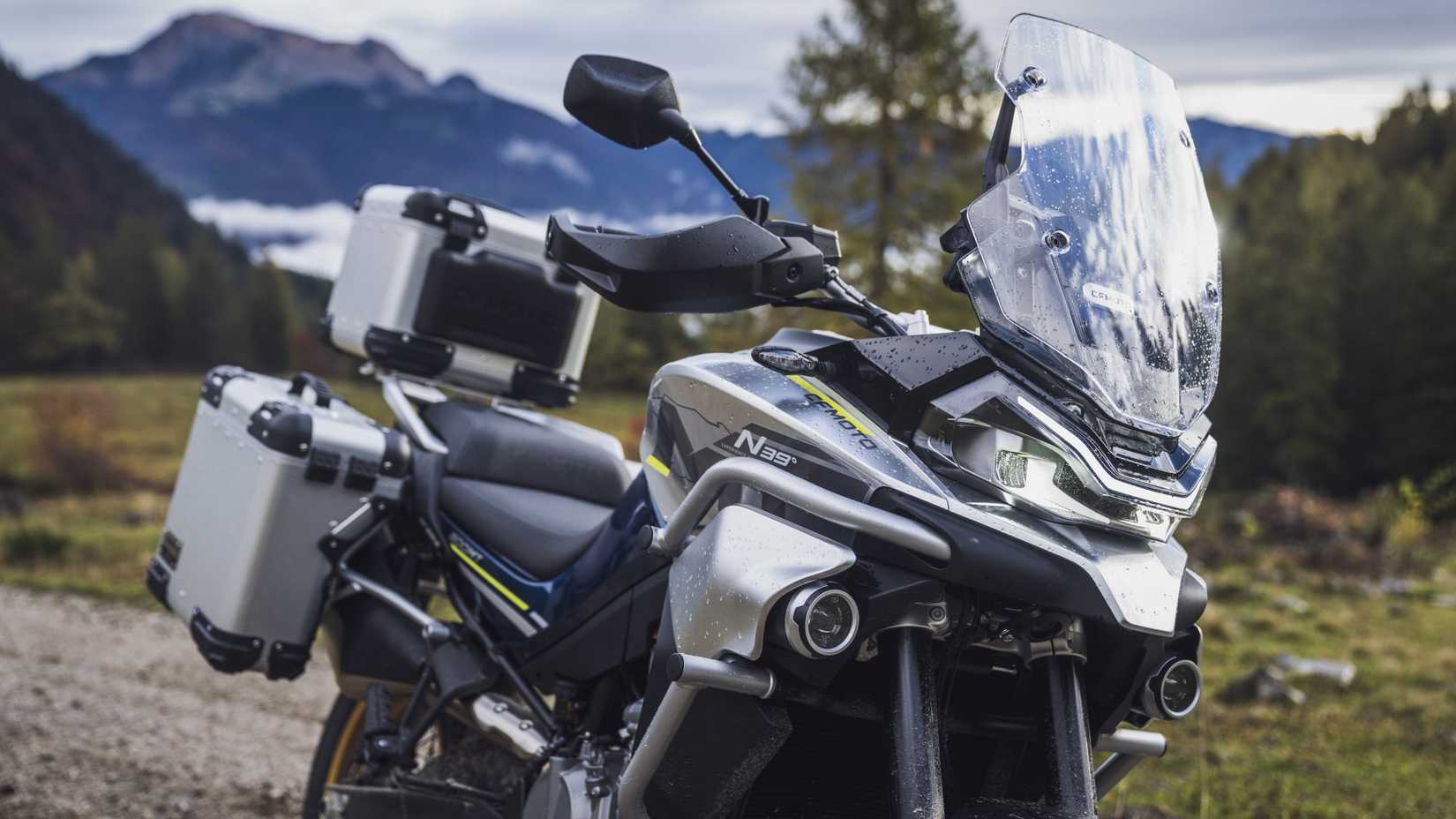 2025 CFMoto Ibex 800 E tall windscreen close-up shot