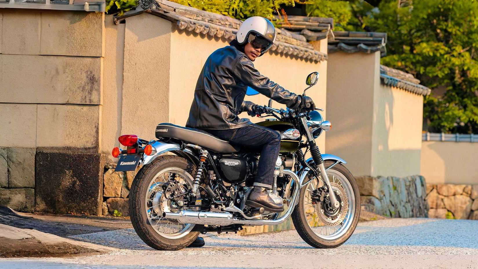 Rider on a Kawasaki W800