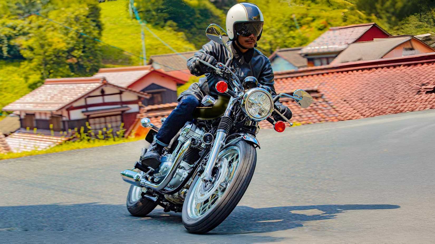 Rider on a Kawasaki W800
