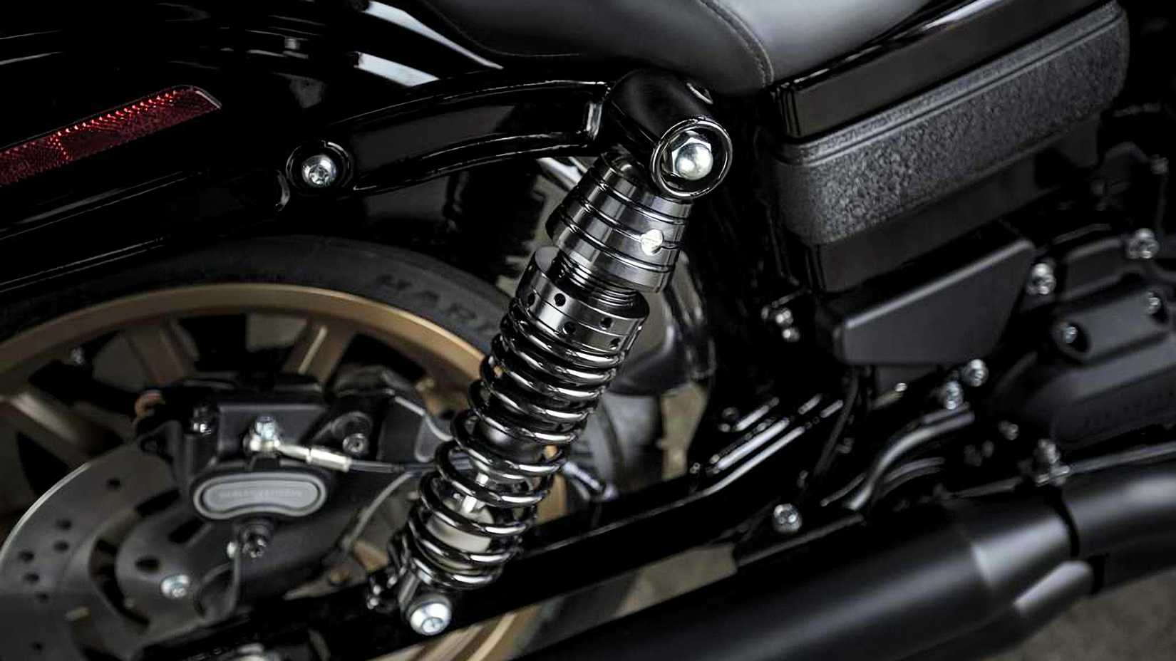 2017 Harley-Davidson Low Rider S rear shock close-up detail