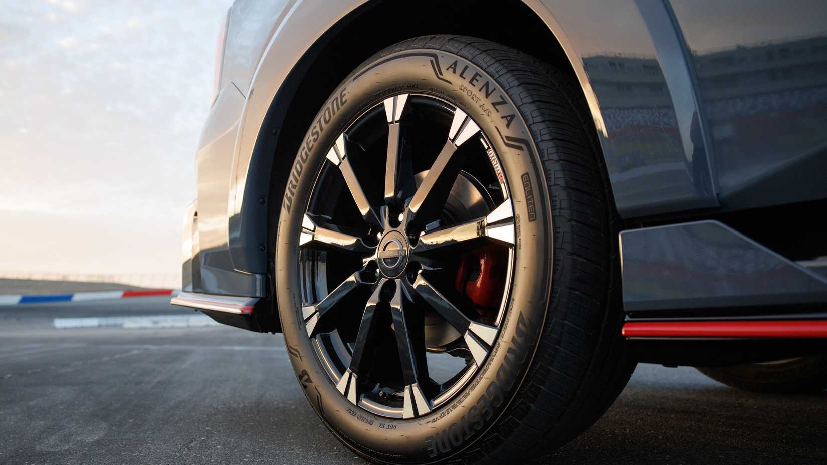 Front close-up of the wheel of the 2026 Nissan Armada Nismo