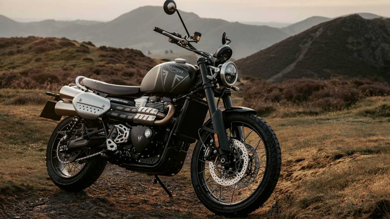 2026 Triumph Scrambler 1200 X Parked In Front Of The Mountains