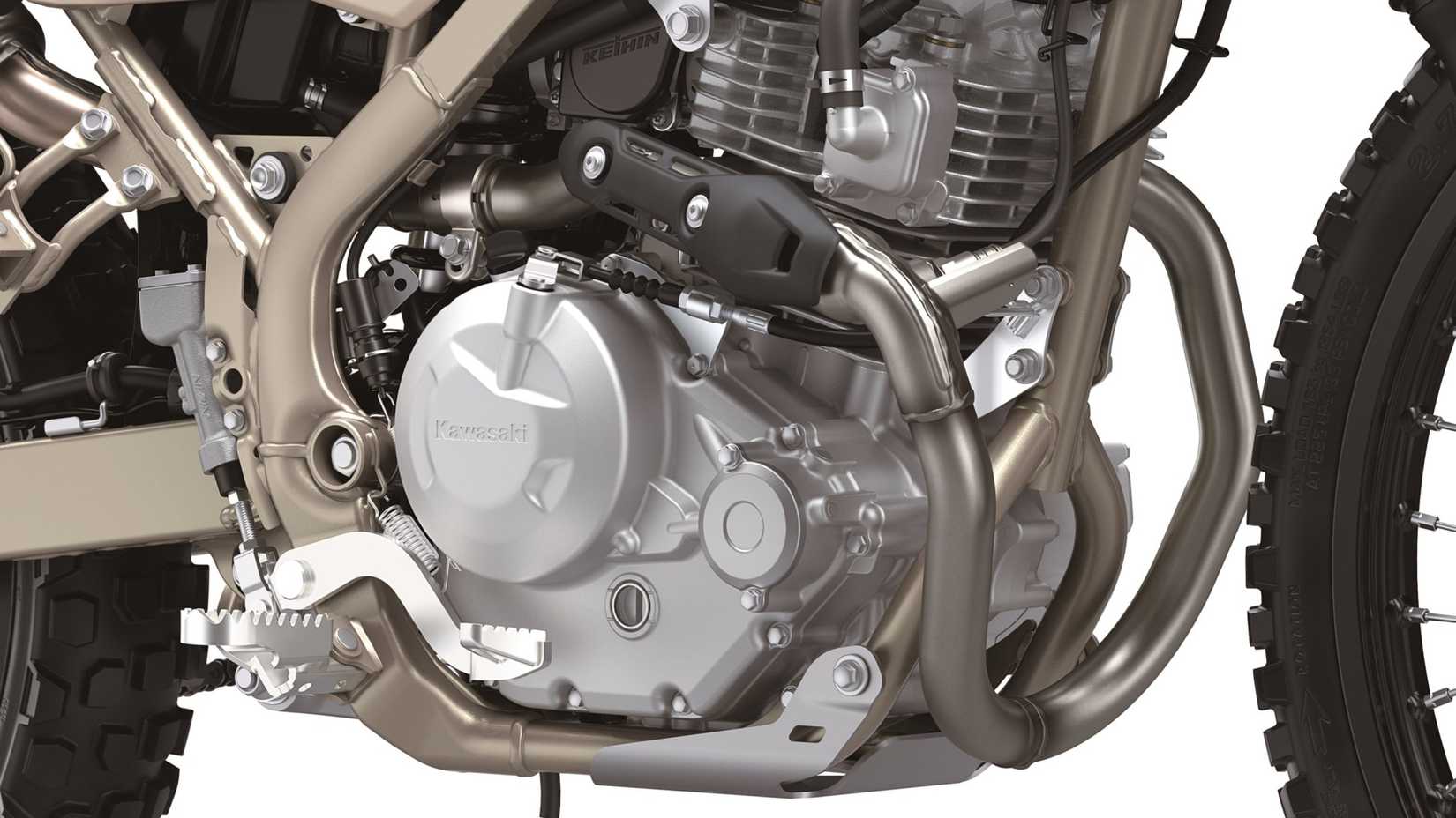2026 Kawasaki KLX230 Sherpa S engine close-up shot