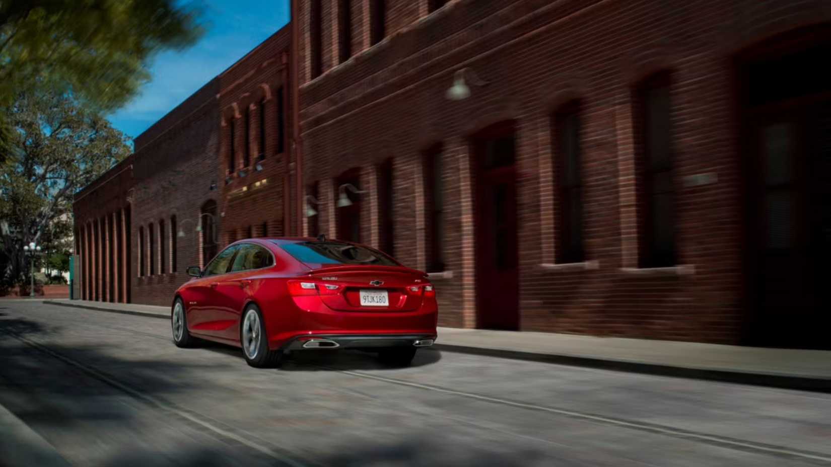 2025 Chevrolet Malibu in red rear 3/4