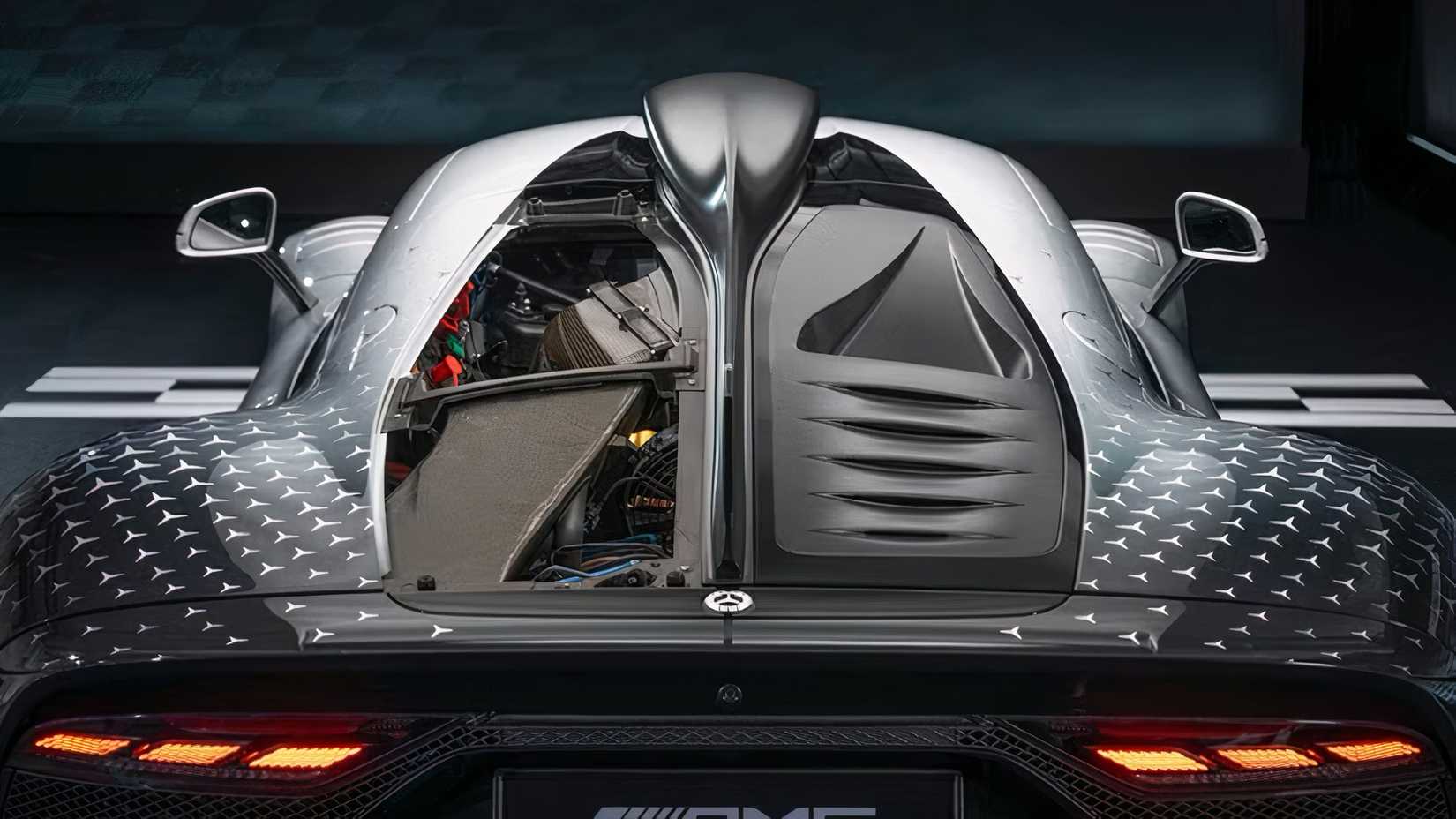 2022 Mercedes-AMG One in silver rear and engine bay