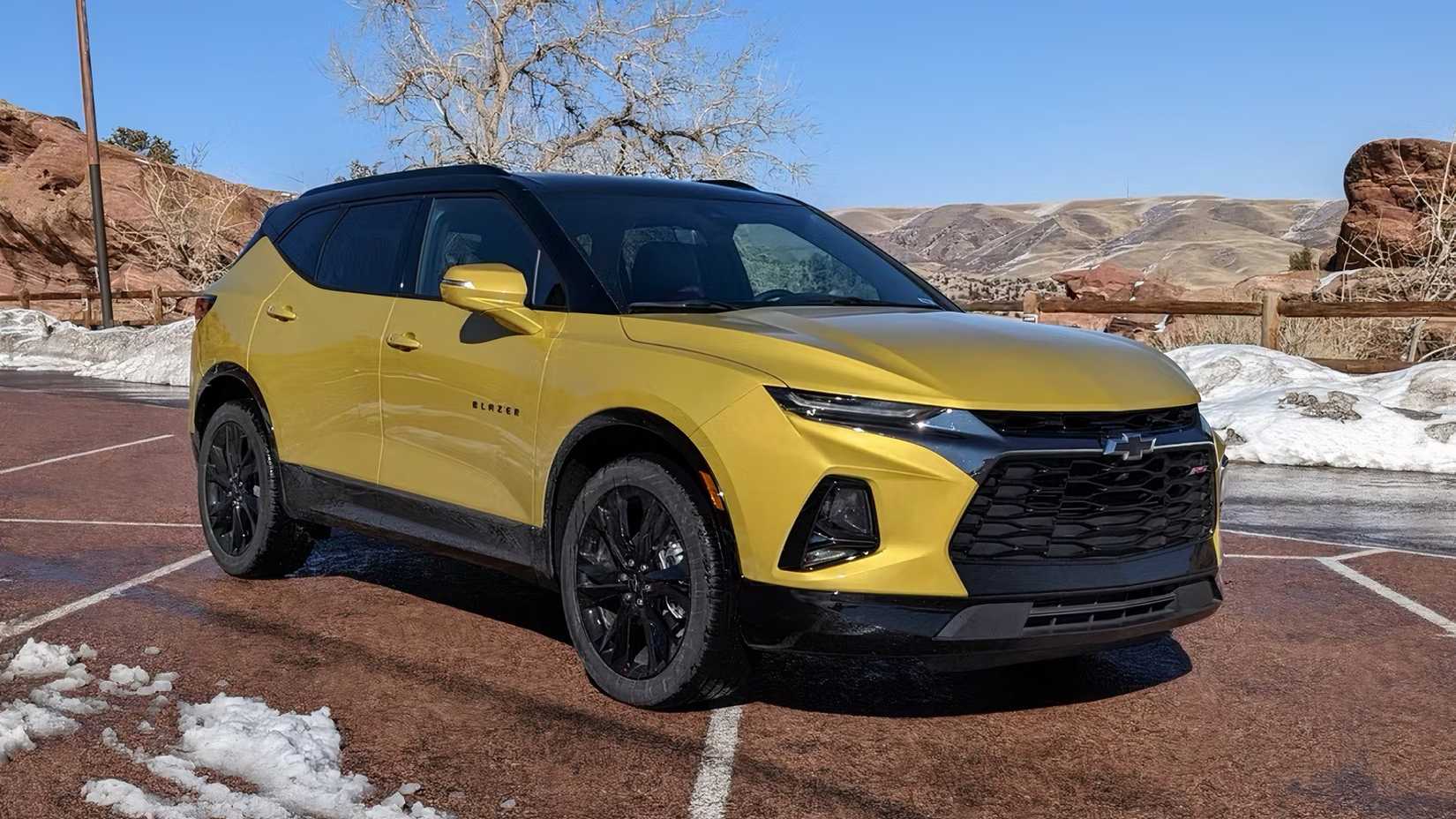 2025 Chevrolet Blazer in yellow parked in parking lot