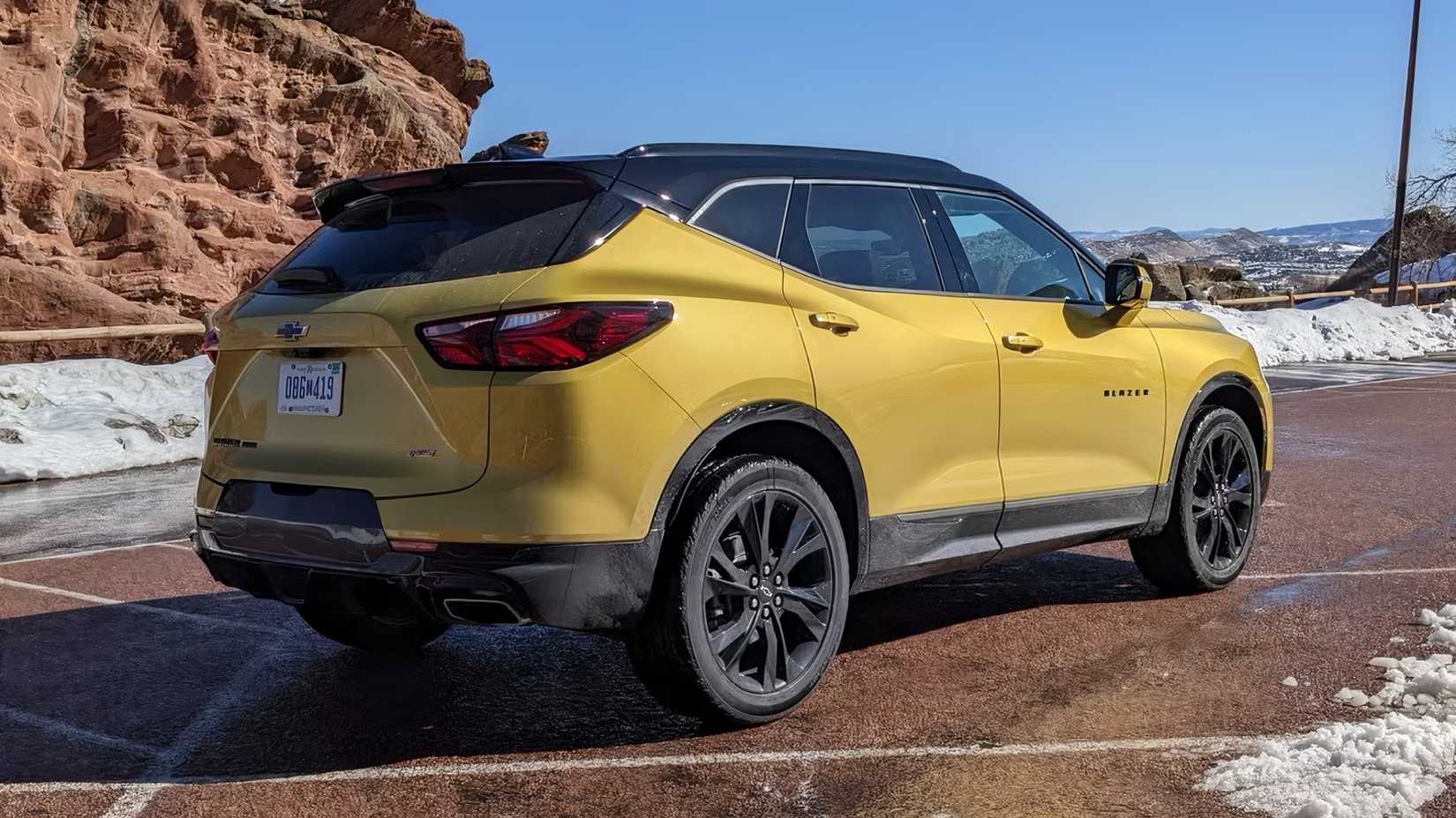 2025 Chevrolet Blazer in yellow parked in parking lot