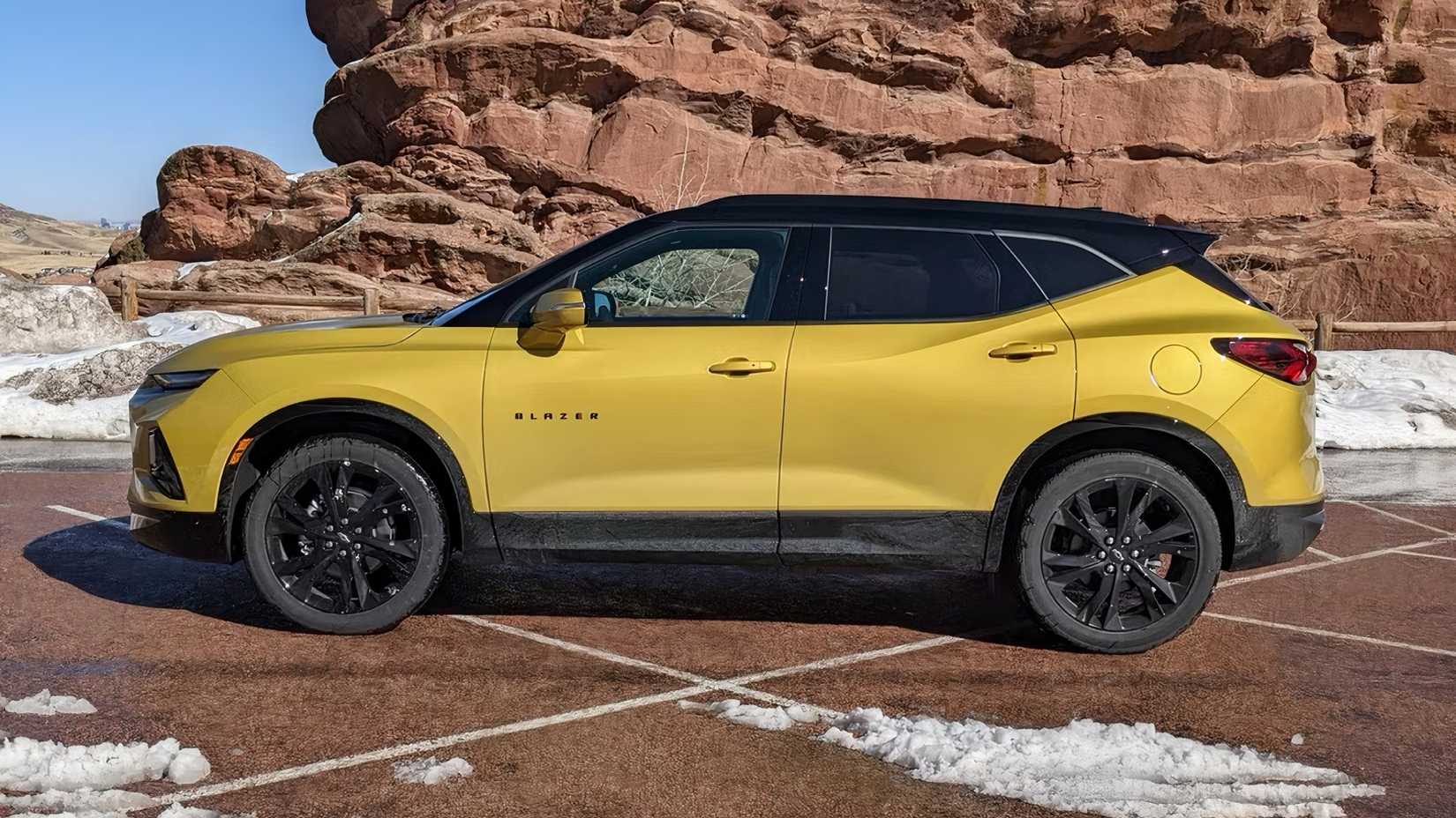 2025 Chevrolet Blazer in yellow parked in parking lot