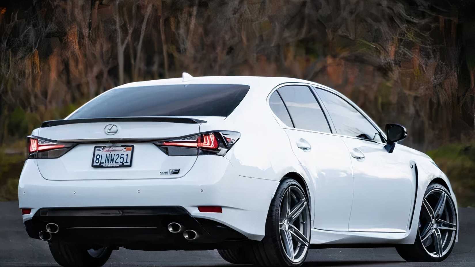 2019 Lexus GS F in white parked in parking lot