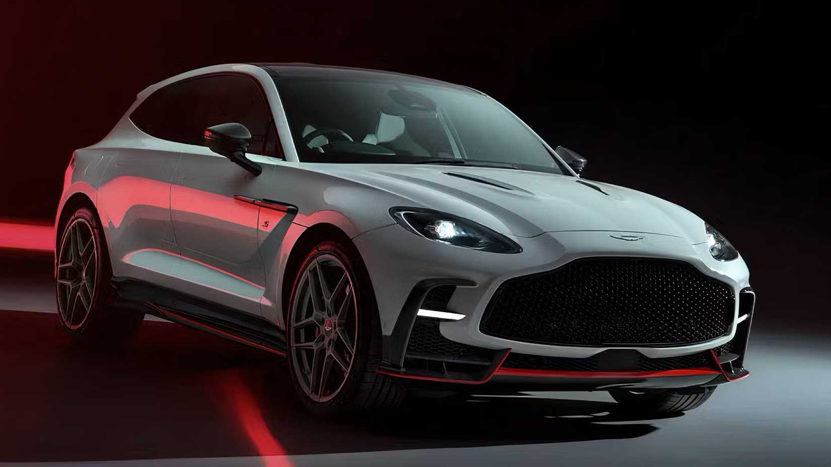 Aston Martin DBX S in white parked in studio