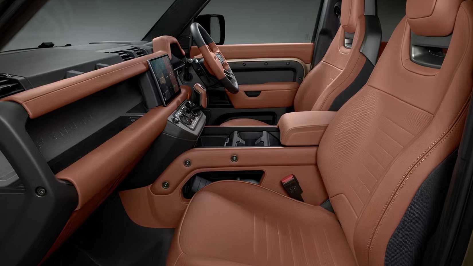 2025 Land Rover Defender OCTA interior showing front cabin